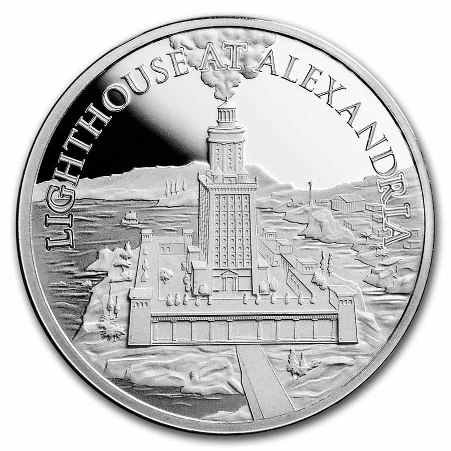 1 oz Silver - 7 Wonders of the World: Lighthouse at Alexandria: 1 oz Silver - 7 Wonders of the World: Lighthouse at Alexandria SKU: RBJ242506 Year: N/A Grade: None Grade Service: None Mint Mark: N/A - Not Available Metal Content: 1 troy oz Purity: .99