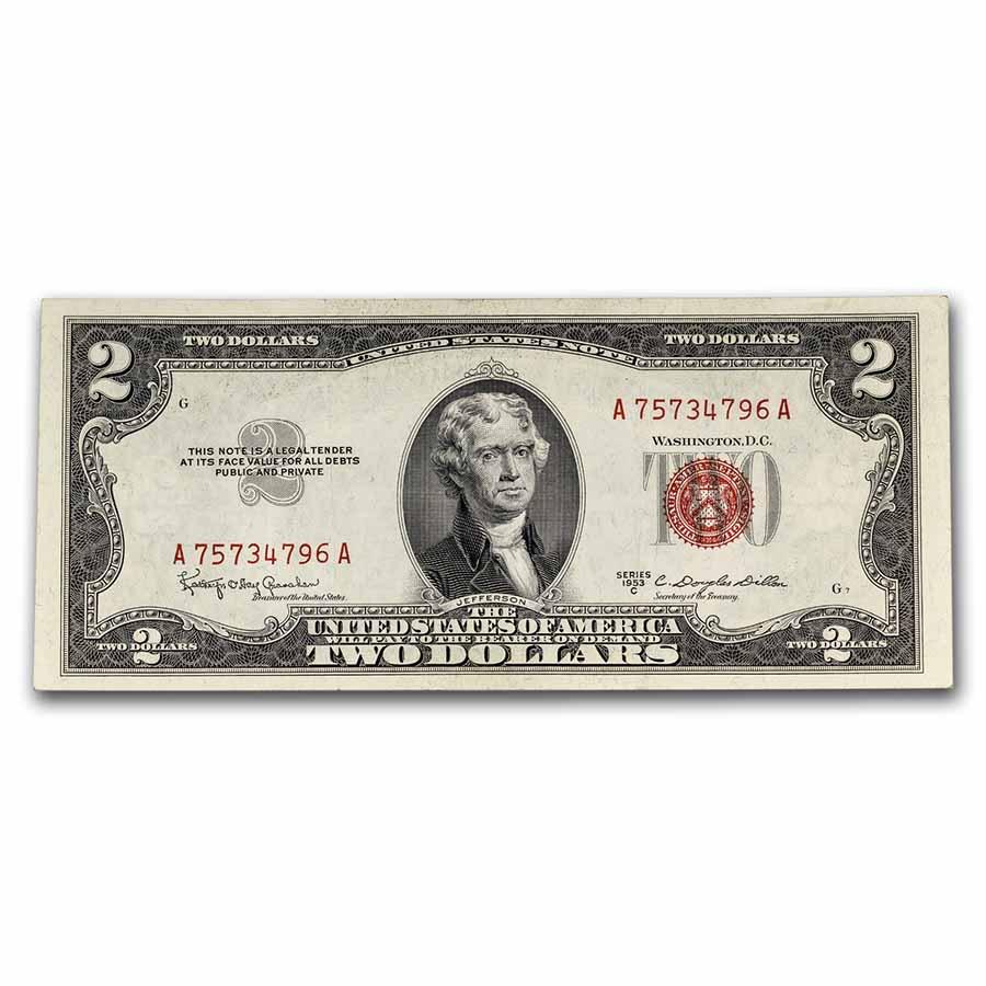 1953-C $2.00 U.S. Note Red Seal XF (Fr#1512): 1953-C $2.00 U.S. Note Red Seal XF (Fr#1512) SKU: 248044 Year: 1953 Grade: Extra Fine Grade Service: None Denomination: 2 Dollars Mint Mark: N/A - Not Available Metal Content: 0 troy oz <