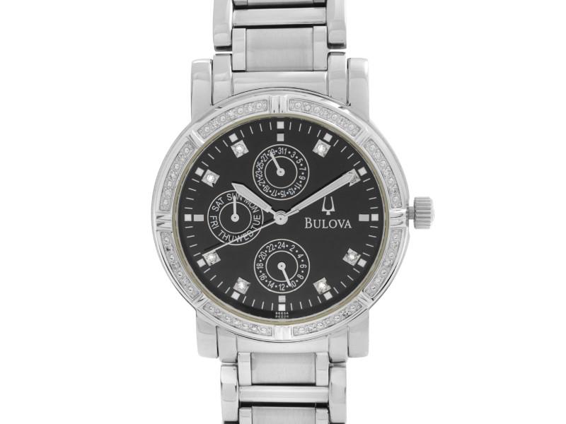 Bulova Diamond 39mm Stainless Steel Black Dial Quartz Mens Watch: Bulova Diamond 39mm Stainless Steel Black Dial Quartz Mens Watch Product Code: 133903134563-E Condition: Pre-Owned Model: Bulova Diamond Details: Item Specifics: Band Color: Steel Band Material: Stain