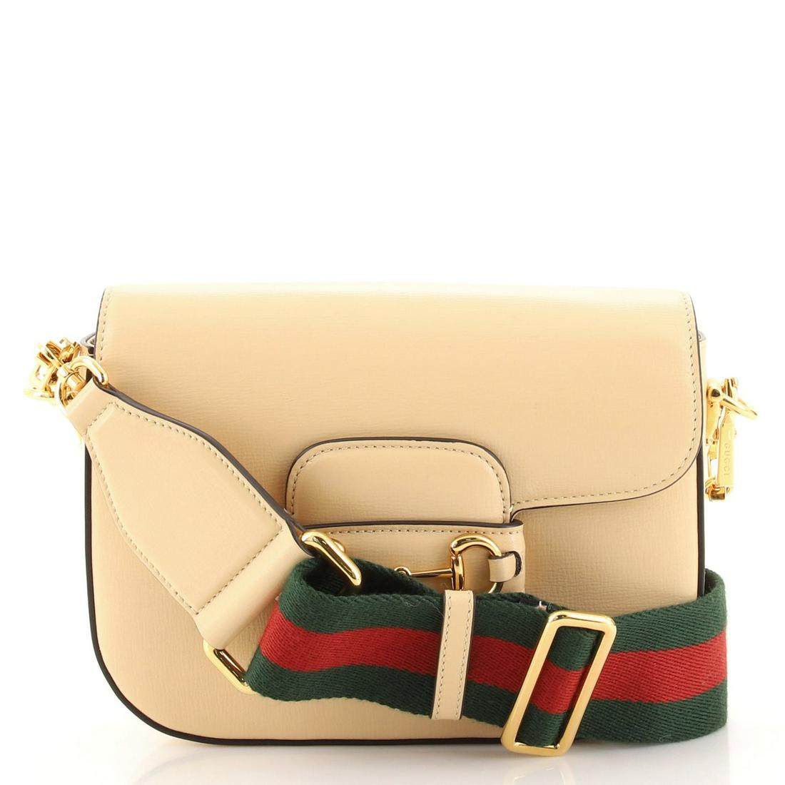 Gucci Horsebit 1955 Shoulder Bag Leather Mini: Gucci Horsebit 1955 Shoulder Bag Leather Mini RBJ no: HB.GC.19HB.LE.MI Item No: 118037/1 Brand Code: 658574 213317 C035652744 SIZE AND FIT: 8"W x 7"H x 2"D, 14-21" strap drop Exterior Color: Neutral <