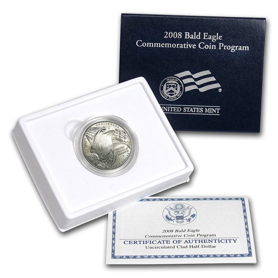 2008-S Bald Eagle 1/2 Dollar Clad Commem BU (w/Box & COA): 2008-S Bald Eagle 1/2 Dollar Clad Commem BU (w/Box & COA) Product ID: 42928 Year: 2008 Grade: Brilliant Unc Grade Service: None Denomination: 50 Cents Mint Mark: S - San Francisco Metal C