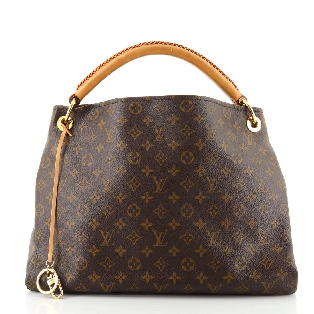 Louis Vuitton Artsy Handbag Monogram Canvas MM: Louis Vuitton Artsy Handbag Monogram Canvas MM Exterior Color: Brown Interior Color: Neutral Exterior Material: Canvas Coated Interior Material: Microfiber Hardware Color: Gold Accessories: Charms
