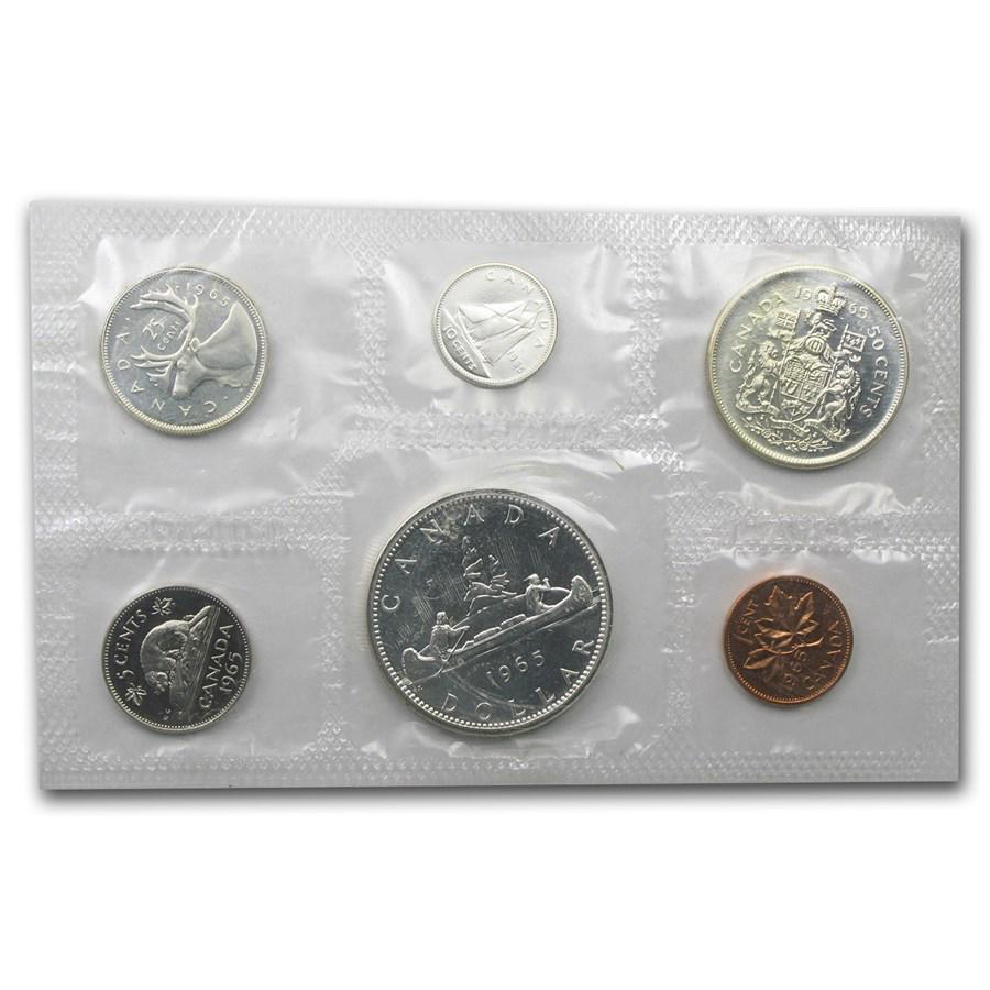 1959-1966 Canada 6-Coin Silver Prooflike Set (1.11 ASW): 1959-1966 Canada 6-Coin Silver Prooflike Set (1.11 ASW) RBJ No: 8563 Year: Random Grade: Gem Brilliant Unc Grade Service: None Denomination: $0.01 - $1.00 Mint Mark: RCM (Not Shown) Metal