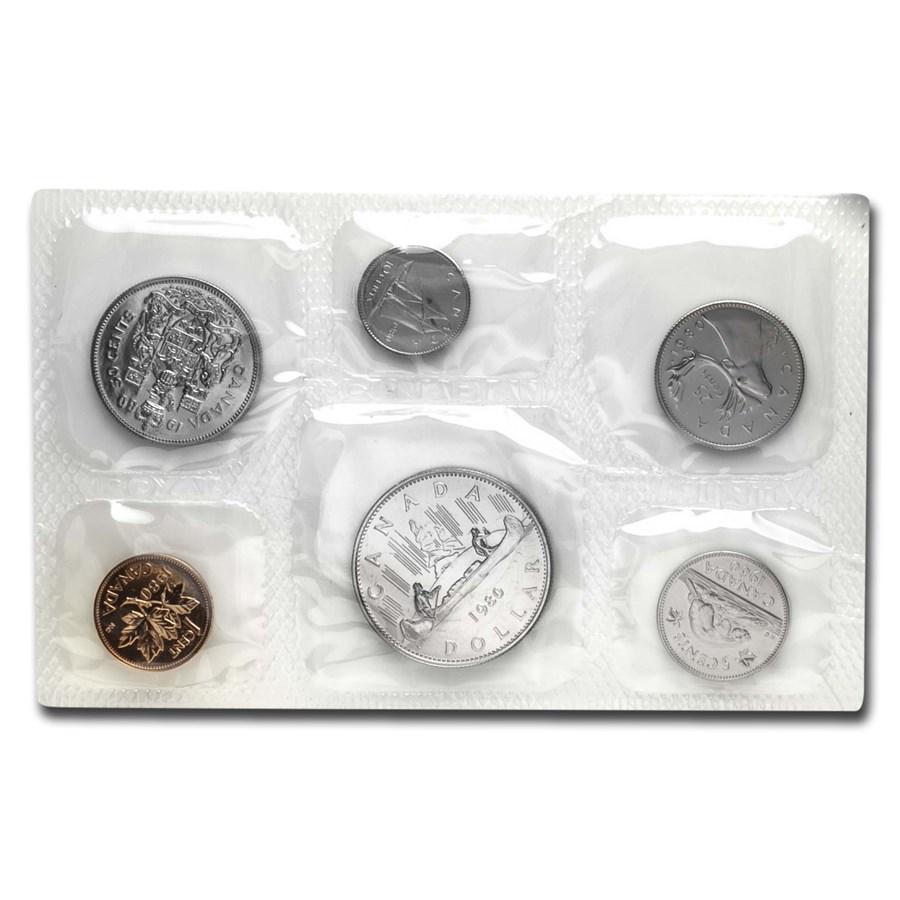 1980 Canada 6-Coin Prooflike Set: 1980 Canada 6-Coin Prooflike Set RBJ No: 178459 Year: 1980 Grade: Gem Brilliant Unc Grade Service: None Denomination: $0.01-$1.00 Mint Mark: RCM (Not Shown) Metal Content: 0 troy oz <