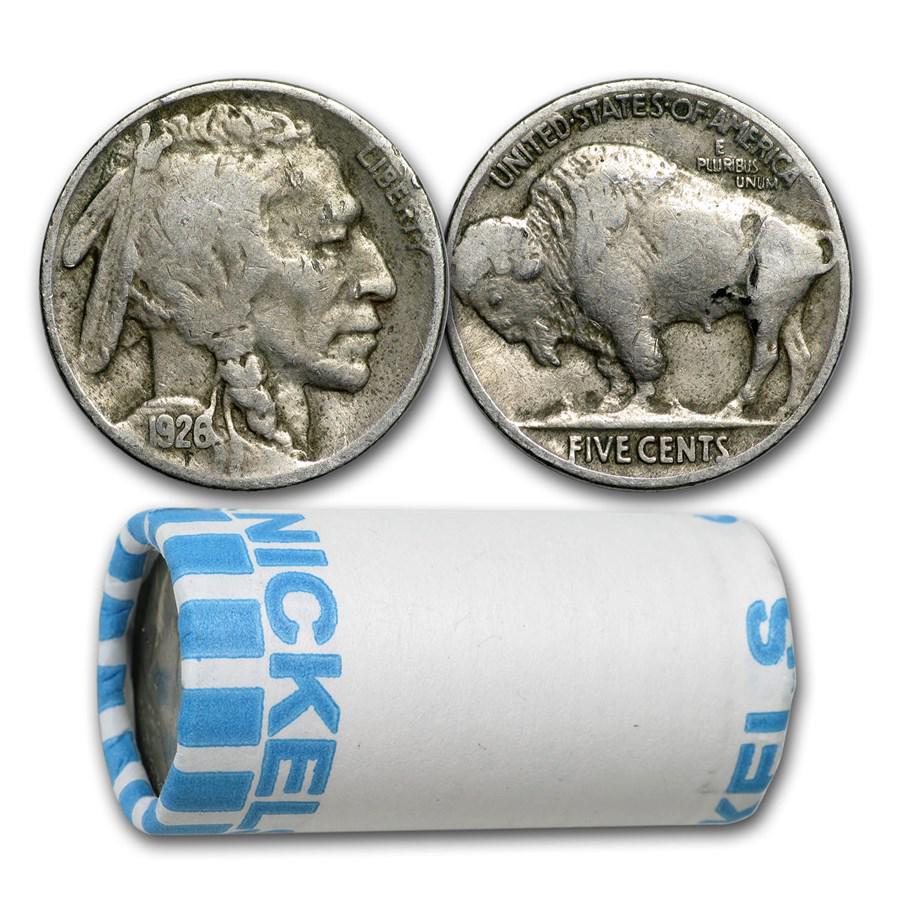 1913-1938 Buffalo Nickels $1 Face Value Roll (Full Dates): 1913-1938 Buffalo Nickels $1 Face Value Roll (Full Dates) SKU: RBJ167930 Year: Random Grade: Average Circulated Grade Service: None Denomination: 5 Cents Mint Mark: Varies Metal Content: