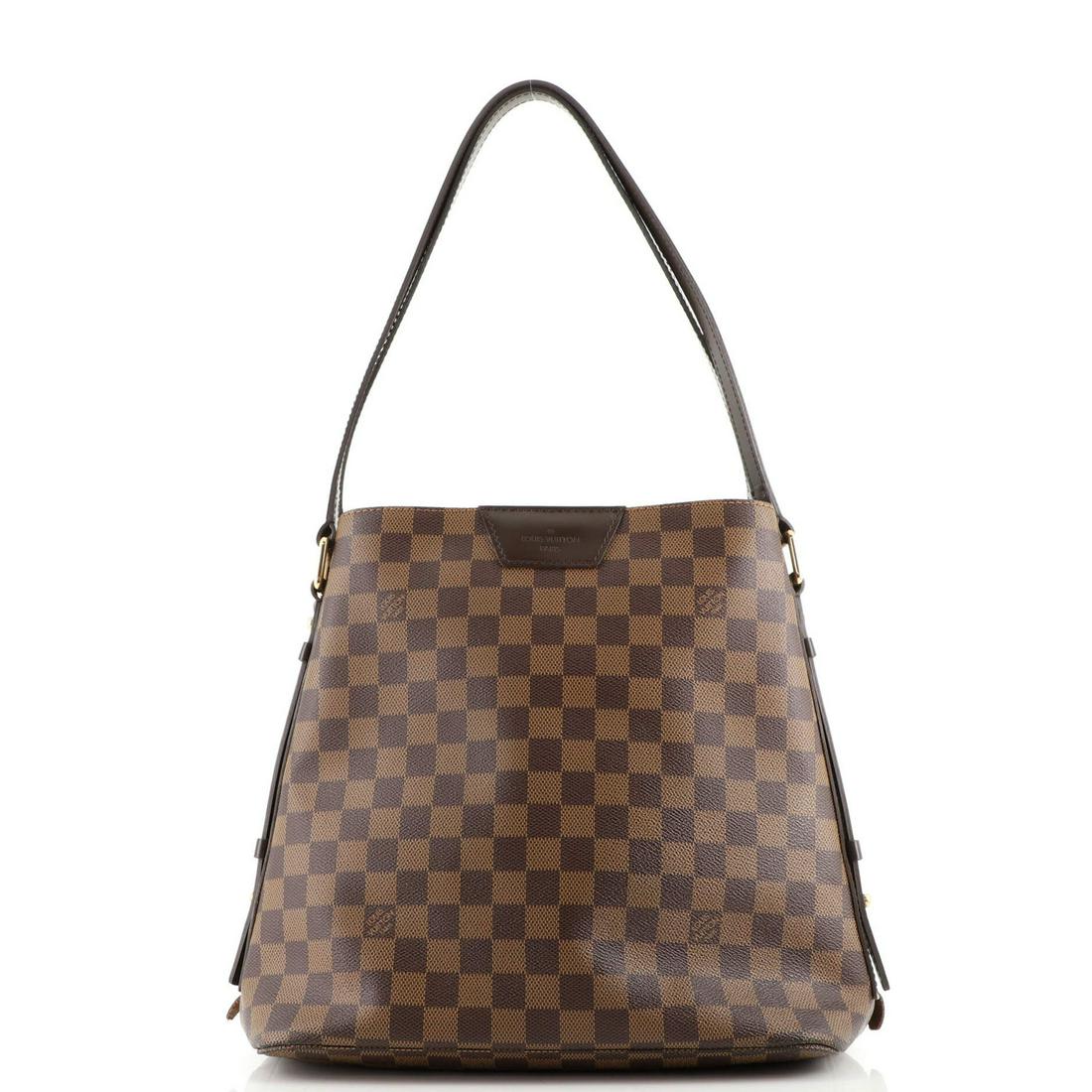 Louis Vuitton Cabas Rivington Damier: Louis Vuitton Cabas Rivington Damier RBJ no: HB.LV.CRIV.DR Item No: 163173/2 Brand Code: CA3160 SIZE AND FIT: 11.5"W x 11"H x 6.5"D, 9.5" handle drop Exterior Color: Brown Interior Color: Red