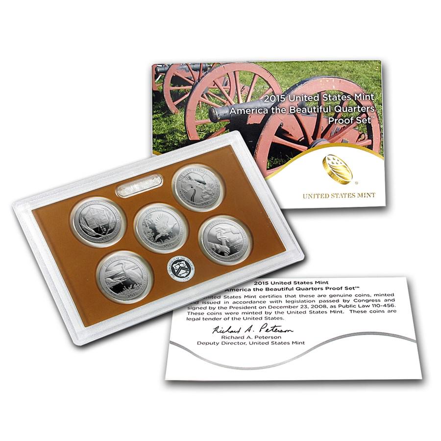 2015-S America the Beautiful Quarters Proof Set: 2015-S America the Beautiful Quarters Proof Set RBJ No: 94665 Year: 2015 Grade: Proof Grade Service: None Denomination: 25 Cents Mint Mark: S - San Francisco Metal Content: 0 troy oz