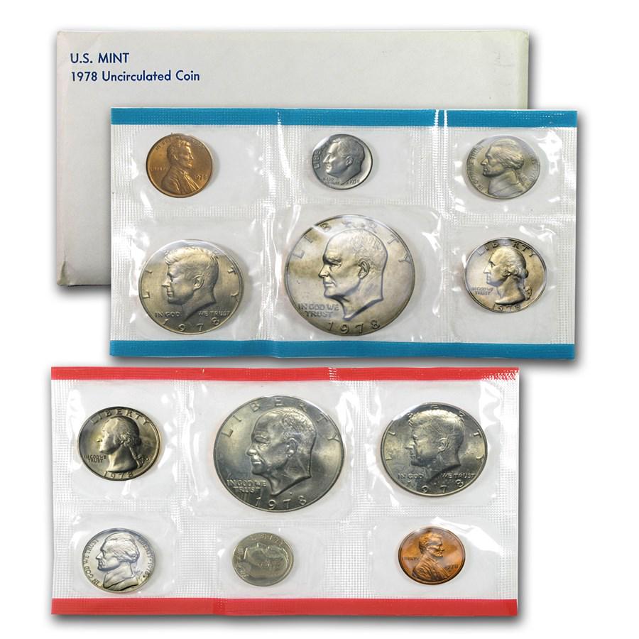 1978 U.S. Mint Set: 1978 U.S. Mint Set RBJ No: 1246 Year: 1978 Grade: Brilliant Unc Grade Service: None Denomination: Varies Mint Mark: Varies Metal Content: 0 troy oz Purity: Other Thickne