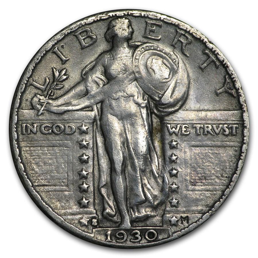 1930-S Standing Liberty Quarter XF: 1930-S Standing Liberty Quarter XF RBJ No: 11758 Year: 1930 Grade: Extra Fine Grade Service: None Denomination: $0.25 Mint Mark: S - San Francisco Metal Content: 0.1788 troy oz P