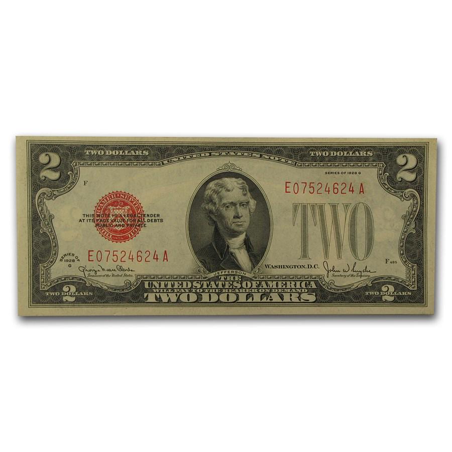 1928-G $2.00 U.S. Note Red Seal AU (Fr#1508): 1928-G $2.00 U.S. Note Red Seal AU (Fr#1508) SKU: RBJ17952 Year: 1928 Grade: Almost Unc Grade Service: None Denomination: $2.00 Mint Mark: N/A - Not Available Metal Content: 0 troy oz