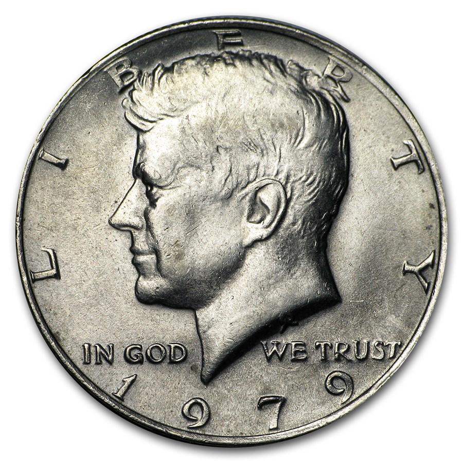 1979 Kennedy Half Dollar BU: 1979 Kennedy Half Dollar BU SKU: RBJ6028 Year: 1979 Grade: Brilliant Unc Grade Service: None Denomination: 50 Cents Mint Mark: P - Philadelphia (Not Shown) Metal Content: 0 troy oz