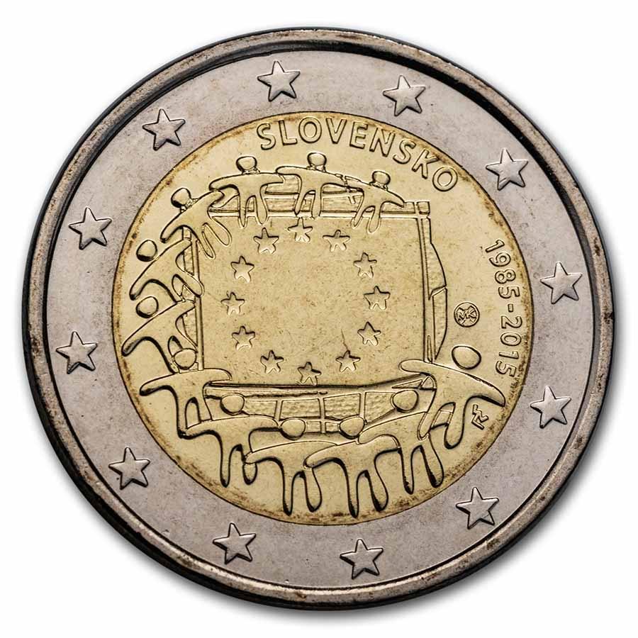2015 Slovakia 2 Euro EU Flag BU: 2015 Slovakia 2 Euro EU Flag BU SKU: RBJ232577 Year: 2015 Grade: Brilliant Unc Grade Service: None Denomination: 2 Euro Mint Mark: N/A - Not Available Metal Content: 0 troy oz Pu