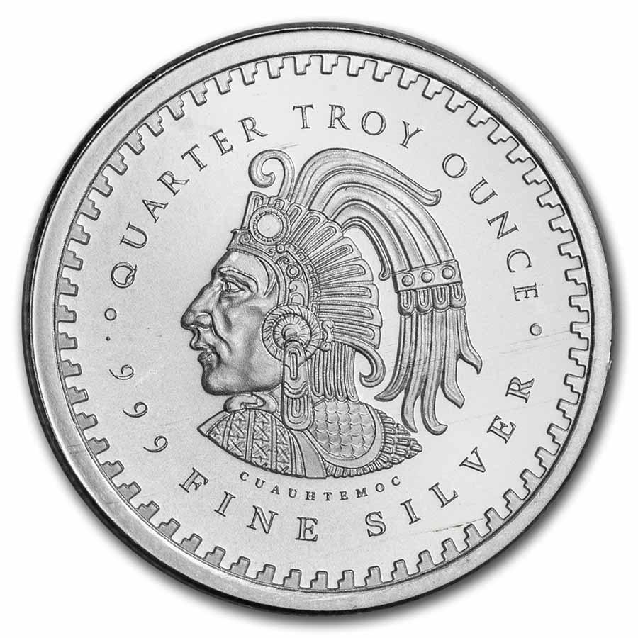 1/4 oz Silver Round - Aztec Calendar: 1/4 oz Silver Round - Aztec Calendar SKU: RBJ241370 Year: N/A Grade: None Grade Service: None Mint Mark: N/A - Not Available Metal Content: 0.25 troy oz Purity: .999 Thickness: 1