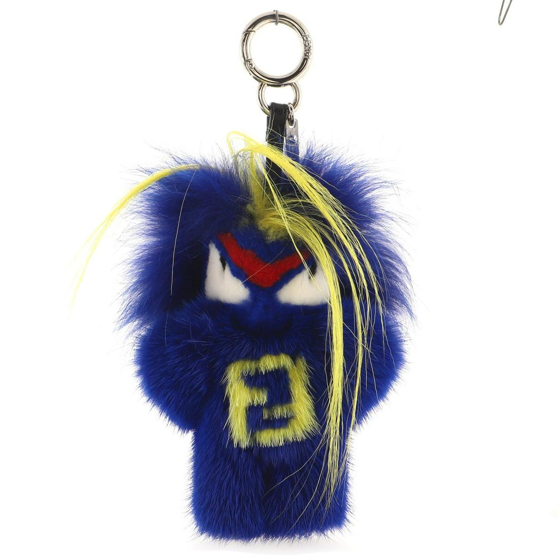Fendi Fendirumi Bug-Kun Monster Bag Charm Fur: Fendi Fendirumi Bug-Kun Monster Bag Charm Fur Exterior Color: Blue Exterior Material: Fur Hardware Color: Silver Accessories: Box RBJ no: CS.FE.FERU.FU Item No: 140045/1 SIZE AND FIT: 4.5