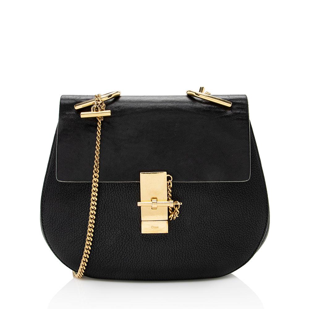 Chloe Lambskin Drew Small Shoulder Bag: Chloe Lambskin Drew Small Shoulder Bag Condition Quality: Good Color: Black Height: 8 in. Length: 9 in. Material: Lambskin Width: 3 in. Item Condition: Pre Owned SKU: SHF-20218 <