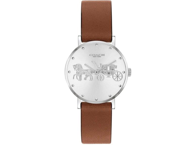 Coach womens Perry: Coach womens Perry Product Code: 14503797-39B2A Brand: Coach Condition: Never Worn Coach Women's Perry Stainless steel case, Leather strap, Silver dial, Quartz movement, Scratch resistant mineral,