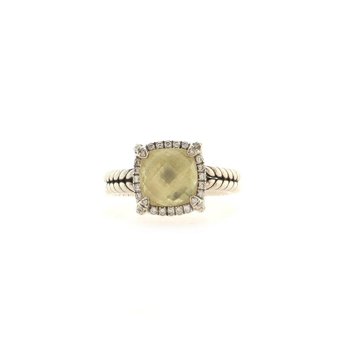David Yurman Chatelaine Ring Sterling Silver with Citrine and Pave Diamonds 9mm: David Yurman Chatelaine Ring Sterling Silver with Citrine and Pave Diamonds 9mm Metal Type: Sterling Silver Metal Finish: Blackened, High Polish Hallmarks Type: 925, Designer Signature Signature / Hal