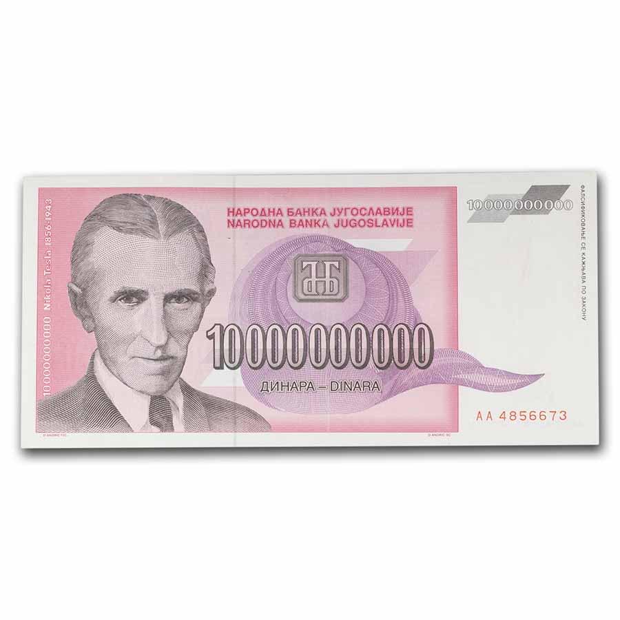 Yugoslavia Nikola Tesla 5-Banknote Set: Yugoslavia Nikola Tesla 5-Banknote Set Product ID: 246916 Year: Varies Grade: (U) Uncirculated Grade Service: Other Denomination: Varies Mint Mark: N/A - Not Available Metal Content: 0 tr