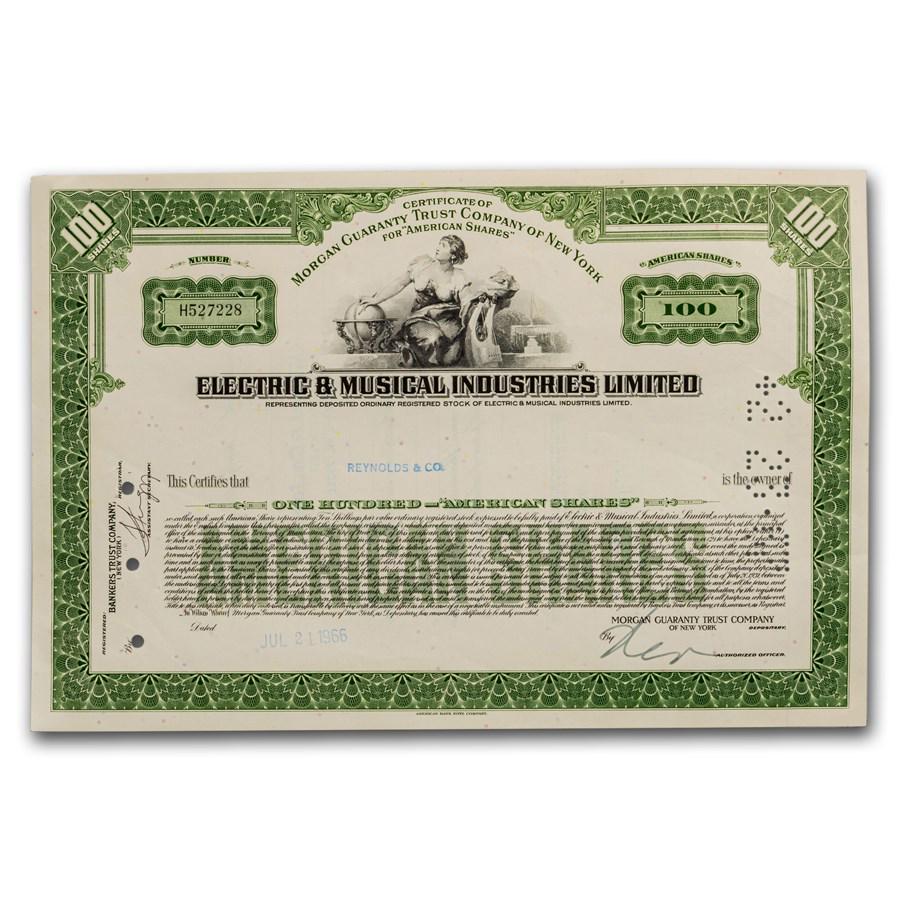 Electric & Musical Industries Limited "Beatles" Stock Certificate: Electric & Musical Industries Limited "Beatles" Stock Certificate Product ID: 50821 Year: N/A Grade: None Grade Service: None Denomination: N/A Mint Mark: N/A - Not Available Metal Conten