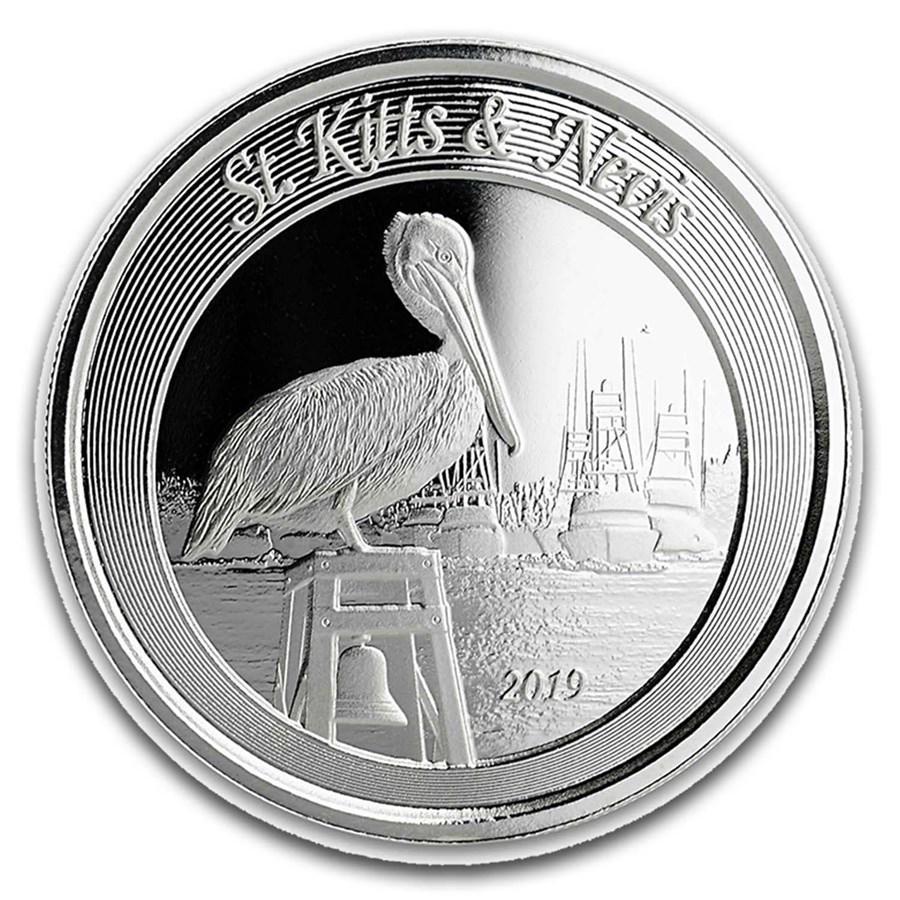 2019 St. Kitts & Nevis 1 oz Silver Pelican BU: 2019 St. Kitts & Nevis 1 oz Silver Pelican BU Product ID: 195351 Year: 2019 Grade: Brilliant Unc Grade Service: None Denomination: $1.00 Mint Mark: Not Shown Metal Content: 1 troy oz