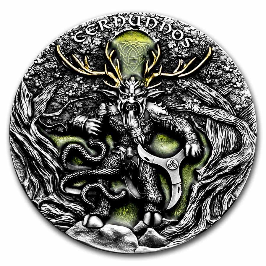2022 Niue 2 oz Silver Antique Cernunnos: 2022 Niue 2 oz Silver Antique Cernunnos Product ID: 248249 Year: 2022 Grade: Uncirculated Grade Service: None Denomination: 5 Dollars Mint Mark: Not Shown Metal Content: 2 troy oz