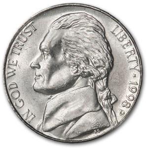 1998-D Jefferson Nickel BU: 1998-D Jefferson Nickel BU Product ID: 6663 Year: 1998 Grade: Brilliant Unc Grade Service: None Denomination: 5 Cents Mint Mark: D - Denver Metal Content: 0 troy oz Purity: N/A <