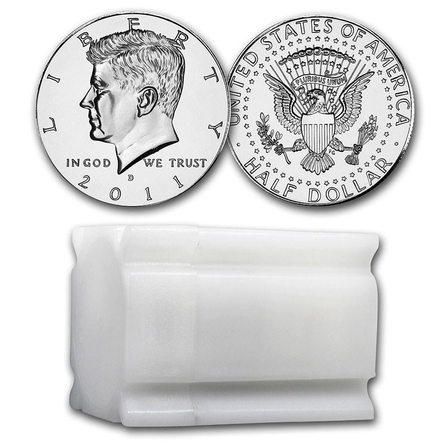 2011-D Kennedy Half Dollar 20-Coin Roll BU: 2011-D Kennedy Half Dollar 20-Coin Roll BU Product ID: 213307 Year: 2011 Grade: Brilliant Unc Grade Service: None Denomination: 50 Cents Mint Mark: D - Denver Metal Content: 0 troy oz