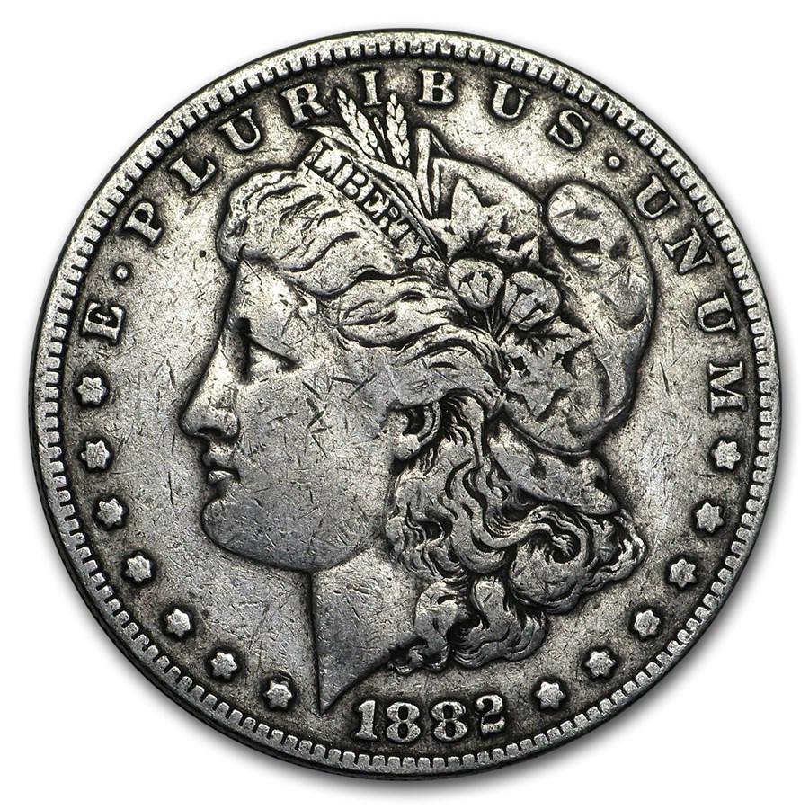 1882 Morgan Dollar VG/VF: 1882 Morgan Dollar VG/VF Product ID: 9152 Year: 1882 Grade: Very Good/Very Fine Grade Service: None Denomination: $1.00 Mint Mark: P - Philadelphia (Not Shown) Metal Content: 0.7734 troy