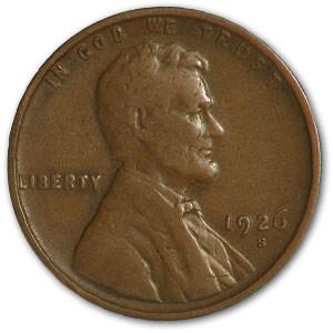 1926-S Lincoln Cent VF: 1926-S Lincoln Cent VF Product ID: 27845 Year: 1926 Grade: Very Fine Grade Service: None Denomination: $0.01 Mint Mark: S - San Francisco Metal Content: 0 troy oz Purity: N/A