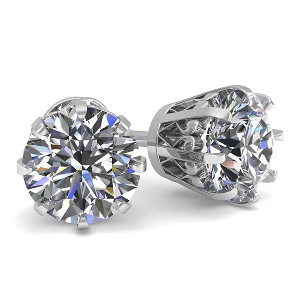 Grown Diamond Stud Earrings 2.50ctw Screw Back Platinum Screw