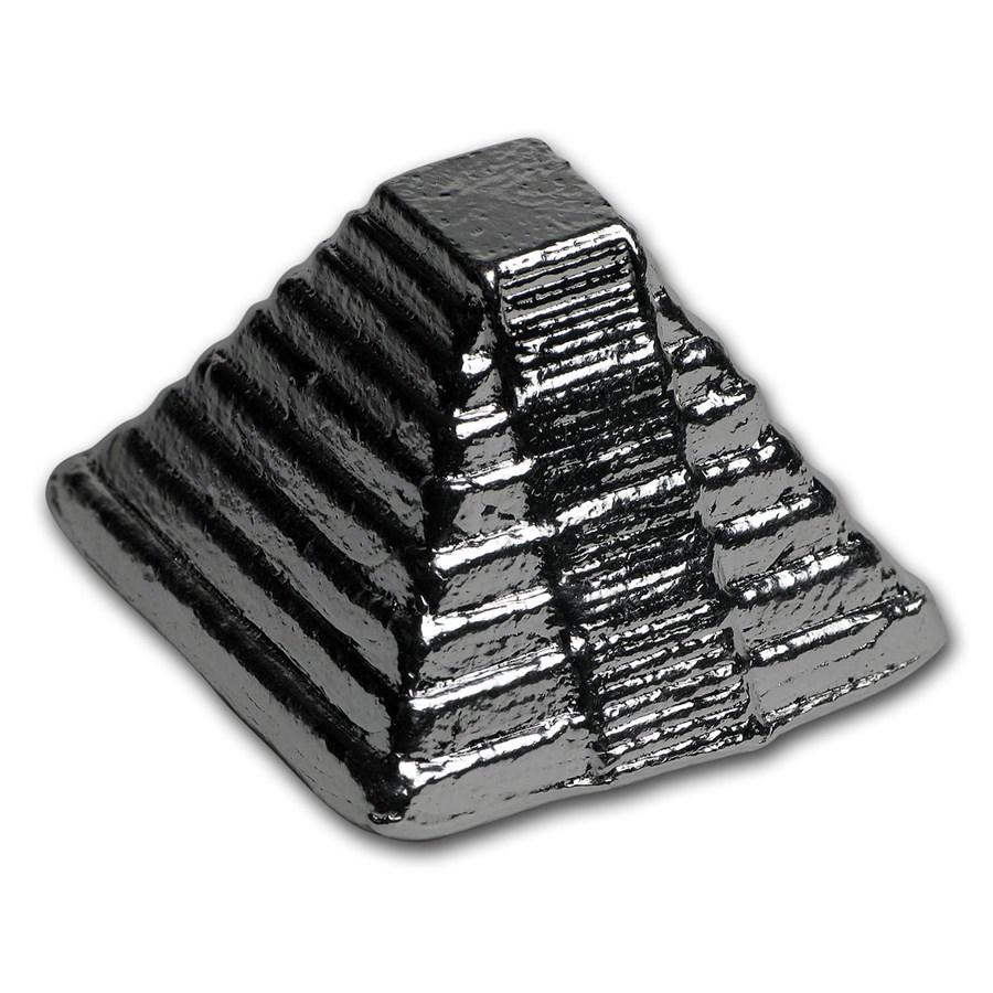 5 oz Hand Poured Silver - 3D Aztec Pyramid: 5 oz Hand Poured Silver - 3D Aztec Pyramid Product ID: 97559 Year: N/A Grade: None Grade Service: None Denomination: 5 oz Mint Mark: N/A - Not Available Metal Content: 5 troy oz