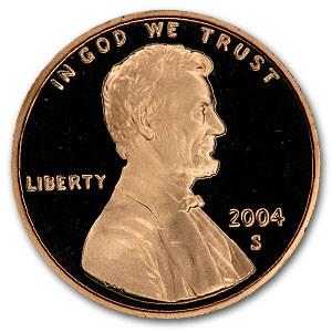 2004-S Lincoln Cent Gem Proof (Red): 2004-S Lincoln Cent Gem Proof (Red) Product ID: 8670 Year: 2004 Grade: Gem Proof Grade Service: None Denomination: $0.01 Mint Mark: S - San Francisco Metal Content: 0 troy oz Pur
