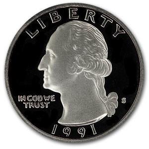 1991-S Washington Quarter Gem Proof: 1991-S Washington Quarter Gem Proof Product ID: 6563 Year: 1991 Grade: Gem Proof Grade Service: None Denomination: 25 Cents Mint Mark: S - San Francisco Metal Content: 0 troy oz