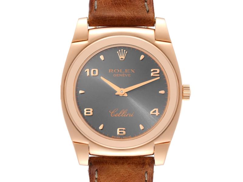 Rolex Cellini Cestello Rose Gold Slate Dial Ladies Watch: Rolex Cellini Cestello Rose Gold Slate Dial Ladies Watch Product Code: 47570-34CB0 Brand: Rolex Condition: Pre-Owned Item Specifics:Rolex Cellini Cestello Rose Gold Slate Dial Ladies Watch Manual wind