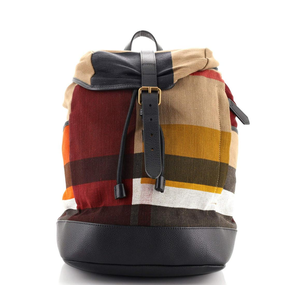Burberry Drifton Backpack House Check Canvas: Burberry Drifton Backpack House Check Canvas Exterior Color: Black, Brown Interior Color: Black Exterior Material: Canvas (Plain), Leather Interior Material: Canvas Plain Hardware Color: Aged Gold