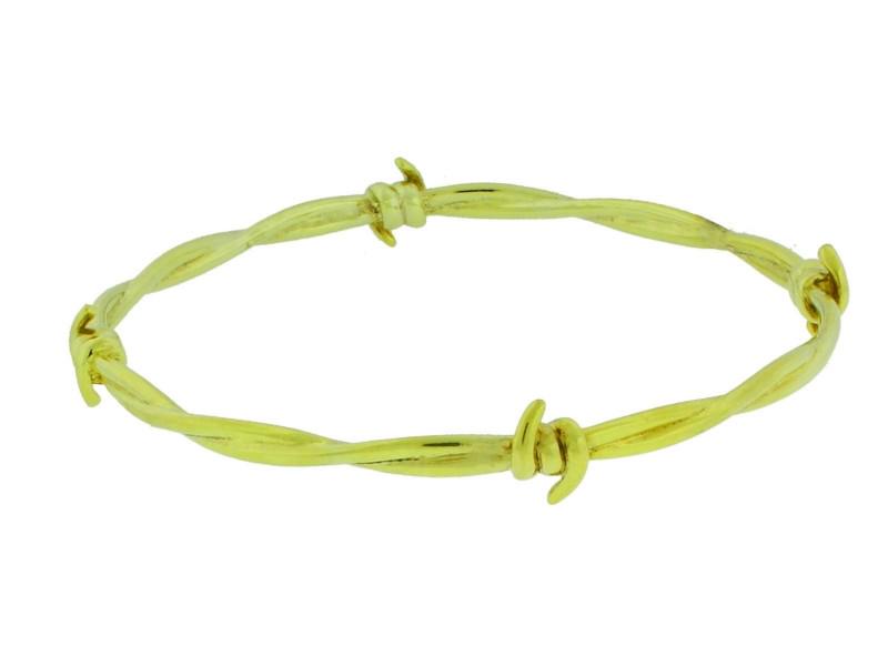 Stephen Webster 925 Sterling Silver & Gold Plated Forget Me Knot Barb Wire Bangle Bracelet: Stephen Webster 925 Sterling Silver & Gold Plated Forget Me Knot Barb Wire Bangle Bracelet Product Code: 332207052207-E Brand: Stephen Webster Condition: Never Worn Metal: Sterling Silver Size and Fit