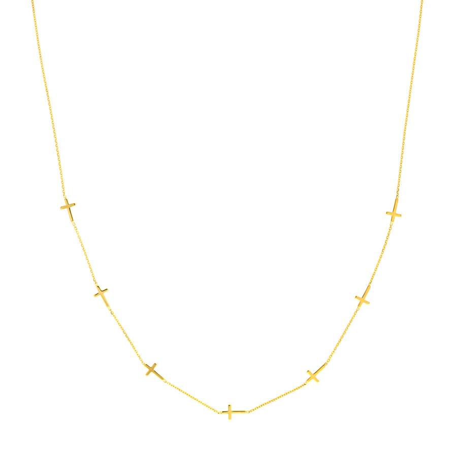 14K Yellow Gold Cross Station Baby Curb Chain - 18 in.: 14K Yellow Gold Cross Station Baby Curb Chain - 18 in. Product Id: 260991 Purity: 14K Finish: Polished Length Of Item: 18in Chain Type: Baby Curb Chain Chain Width: 0.8mm Clasp/Connector: