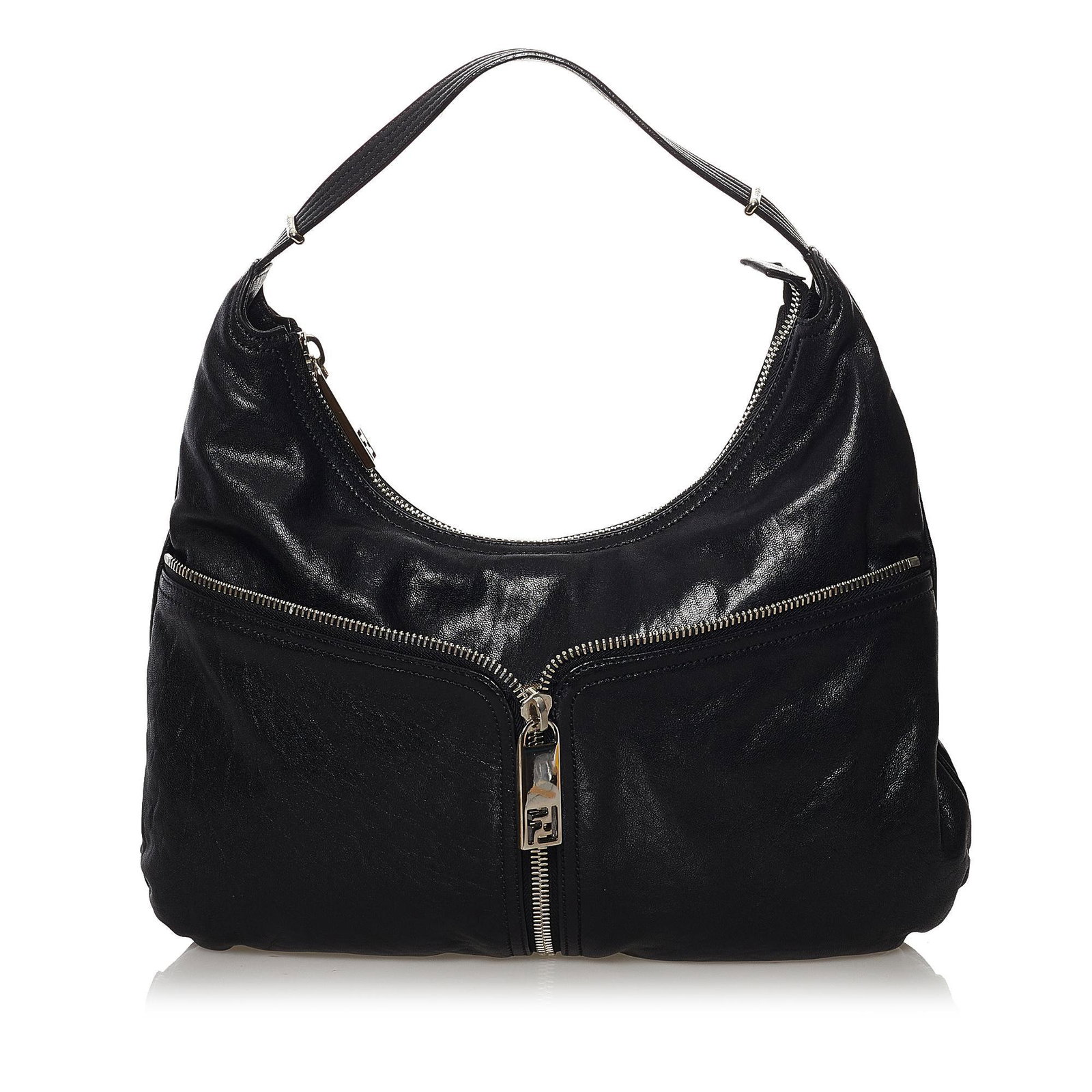 Fendi Unzipped Leather Hobo Bag: Fendi Unzipped Leather Hobo Bag Condition Quality: Fair Color: Black Height: 9.25 in. Length: 15 in. Material: Calf Width: 0.5 in. Item Condition: Pre Owned SKU: SHG-32868