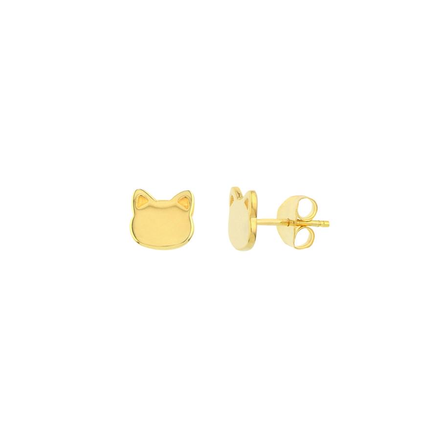 14K Yellow Gold Stud Cat Face Shape Earrings: 14K Yellow Gold Stud Cat Face Shape Earrings Product Id: 242848 Purity: 14K Finish: Polished Earring Closure: Post & Nut Earring Type: Studs