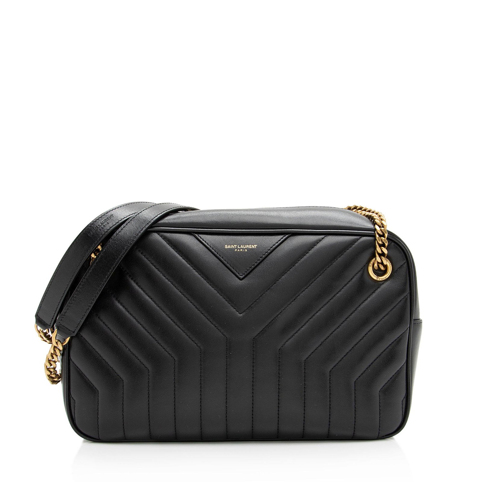 Saint Laurent Matelasse Calfskin Joan Large Camera Bag: Saint Laurent Matelasse Calfskin Joan Large Camera Bag Condition Quality: Excellent Color: Black Height: 6.5 in. Length: 10.75 in. Material: Calfskin Width: 3.25 in. Item Condition: Pre O