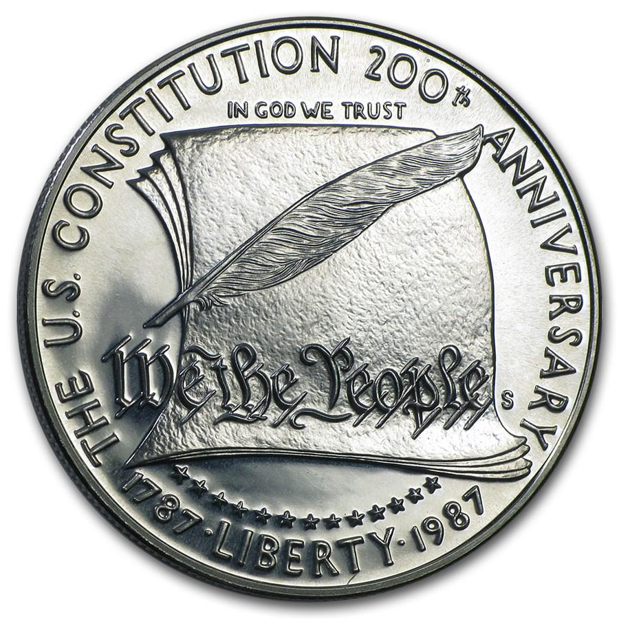 1987-S Constitution $1 Silver Commem Proof (Capsule Only): 1987-S Constitution $1 Silver Commem Proof (Capsule Only) Product ID: 94640 Year: 1987 Grade: Proof Grade Service: None Denomination: $1.00 Dollar Mint Mark: S - San Francisco Metal Conte