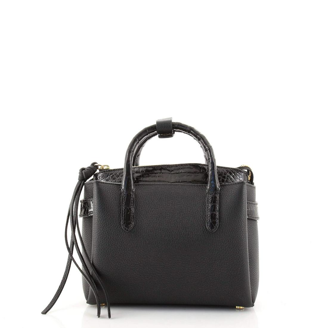 Nancy Gonzalez Cristie Tote Leather with Crocodile Small: Nancy Gonzalez Cristie Tote Leather with Crocodile Small Exterior Color: Black Interior Color: Black Exterior Material: Leather Interior Material: Suede Hardware Color: Gold Accessories: Pochette,