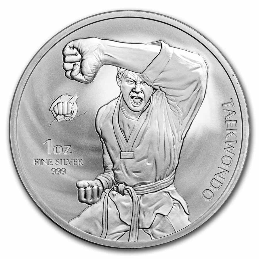 2022 South Korea 1 oz Silver K-Series Taekwondo BU: 2022 South Korea 1 oz Silver K-Series Taekwondo BU Product ID: 272066 Year: 2022 Grade: None Grade Service: None Mint Mark: Not Shown Metal Content: 1 troy oz Purity: .999 Diamet