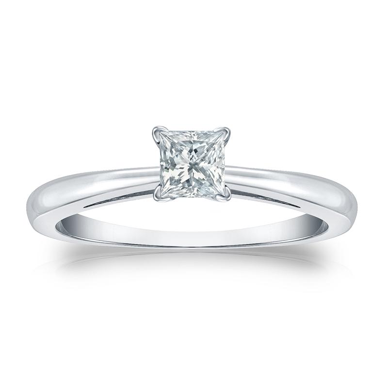 Natural 0.33 CTW Diamond Solitaire Ring 18K White Gold: Natural 0.33 CTW Diamond Solitaire Ring 18K White Gold Item No: RPC033-CC31 Metal: 18K White Gold Setting: 4-Prong Origin: Handcrafted in the USA DIAMOND INFORMATION Number of Diamonds: