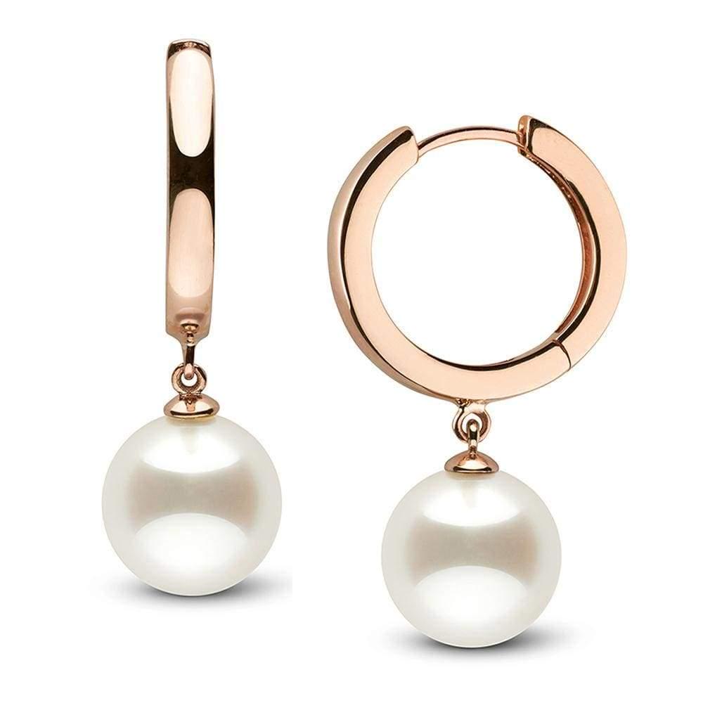 White South Sea Pearl High-Polish Huggie Hoop Earrings: White South Sea Pearl High-Polish Huggie Hoop Earrings 14K White Gold / 13.0-14.0mm