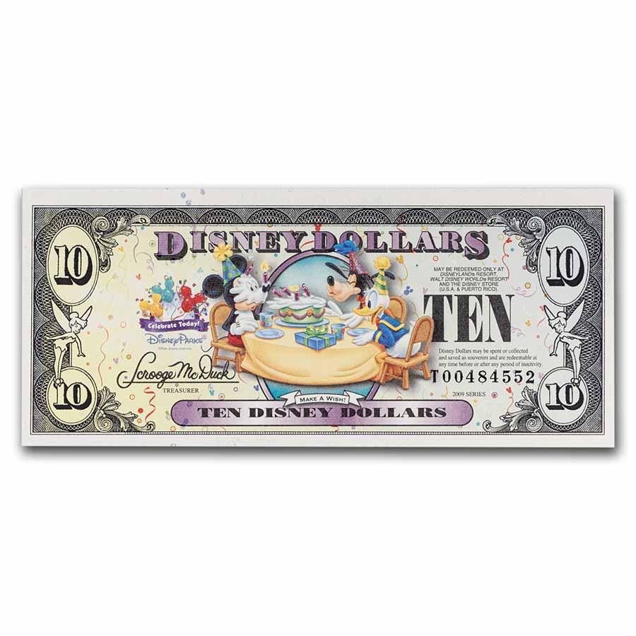 2009 $10.00 (T) Celebration Party AU (DIS#154): 2009 $10.00 (T) Celebration Party AU (DIS#154) Product ID: 270718 Year: 2009 Grade: Almost Unc Grade Service: None Denomination: 10 Dollars Mint Mark: Disney Store Metal Content: 0 troy o