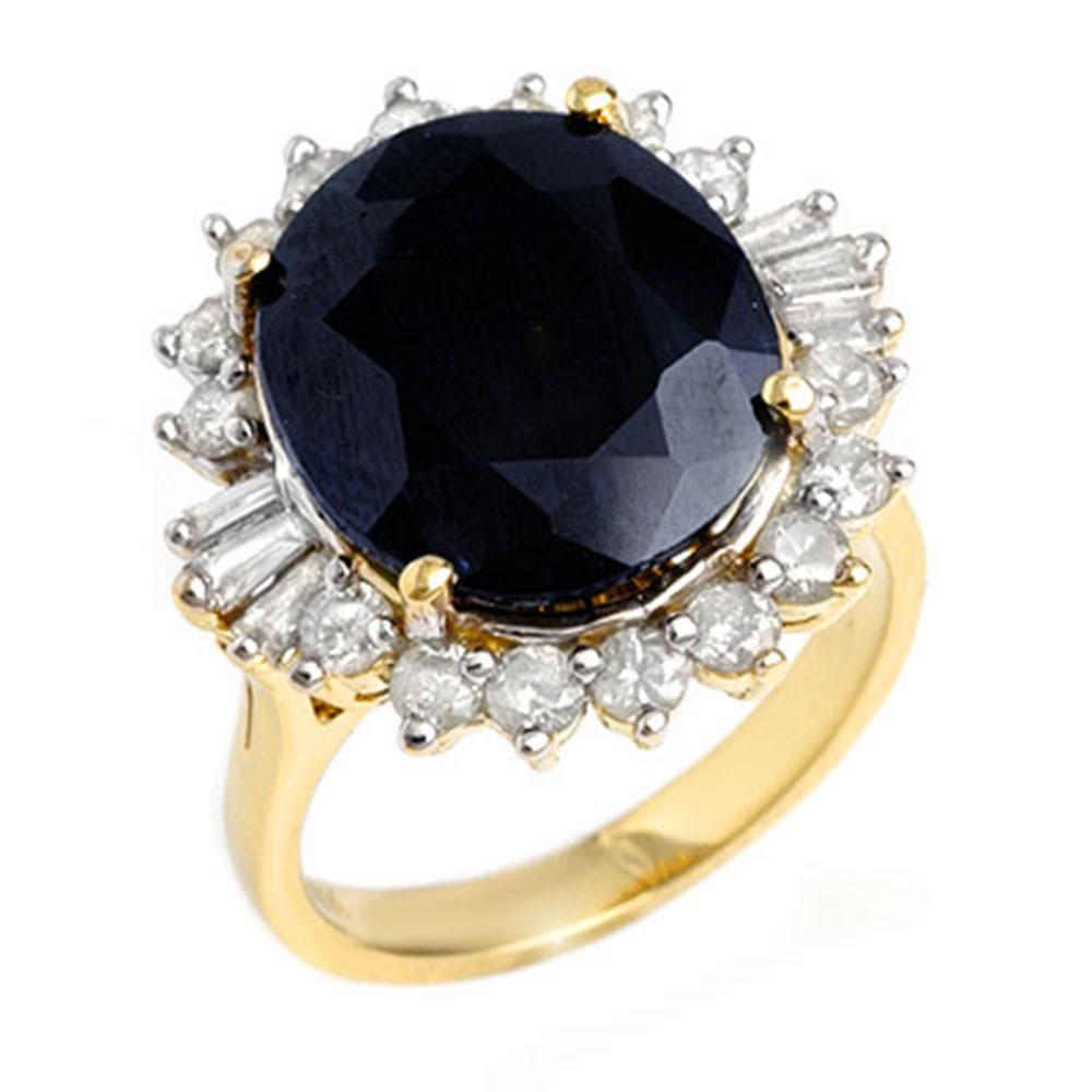 14.02 ctw Blue Sapphire & Diamond Ring 14k Yellow Gold: 14.02 ctw Blue Sapphire & Diamond Ring 14k Yellow Gold Item: Sapphire RingTotal Gem weight: 14.02 carats Metal: Solid 14k Yellow Gold Gold Product Weight: Approx. 9.3 grams Jewelry Note: Rin