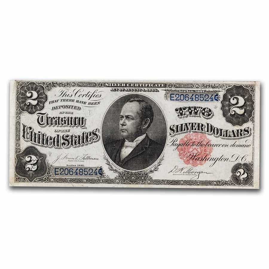 1891 $2.00 Silver Certificate William Windom VF (Fr#246): 1891 $2.00 Silver Certificate William Windom VF (Fr#246) RBJ no: 258609 Year: 1891 Grade: Very Fine Grade Service: None Denomination: 2 Dollars Mint Mark: N/A - Not Available Metal Conten