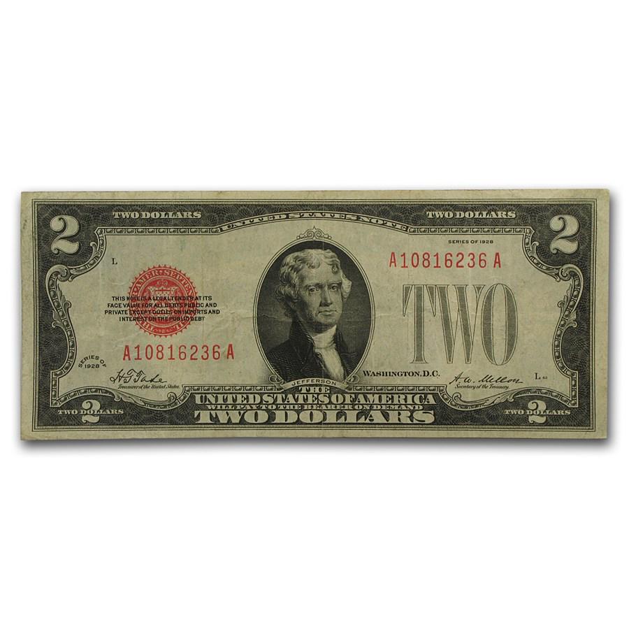 1928 $2.00 U.S. Note Red Seal VF (Fr#1501): 1928 $2.00 U.S. Note Red Seal VF (Fr#1501) SKU: 17911 Year: 1928 Grade: Very Fine Grade Service: None Denomination: 2 Dollars Mint Mark: N/A - Not Available Metal Content: 0 troy oz <