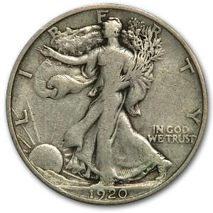 1920 Walking Liberty Half Dollar Fine: 1920 Walking Liberty Half Dollar Fine RBJ no: 15234 Year: 1920 Grade: Fine Grade Service: None Denomination: $0.50 Mint Mark: P - Philadelphia (Not Shown) Metal Content: 0.3575 troy oz
